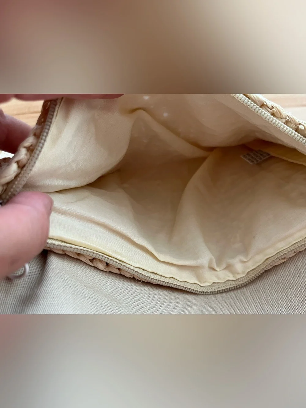 Hand-beaded bohemian-style straw clutch